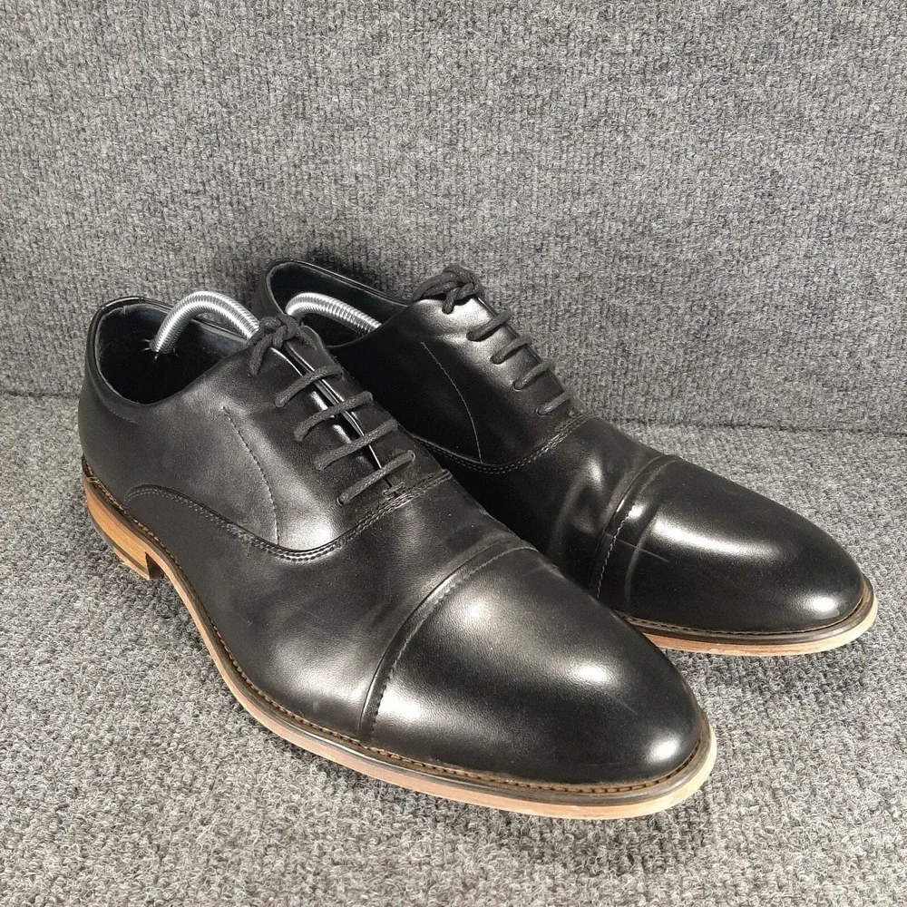 Bruno Marc Louis 2 Mens Black Leather Oxford Cap Toe Dress Shoes Size 12